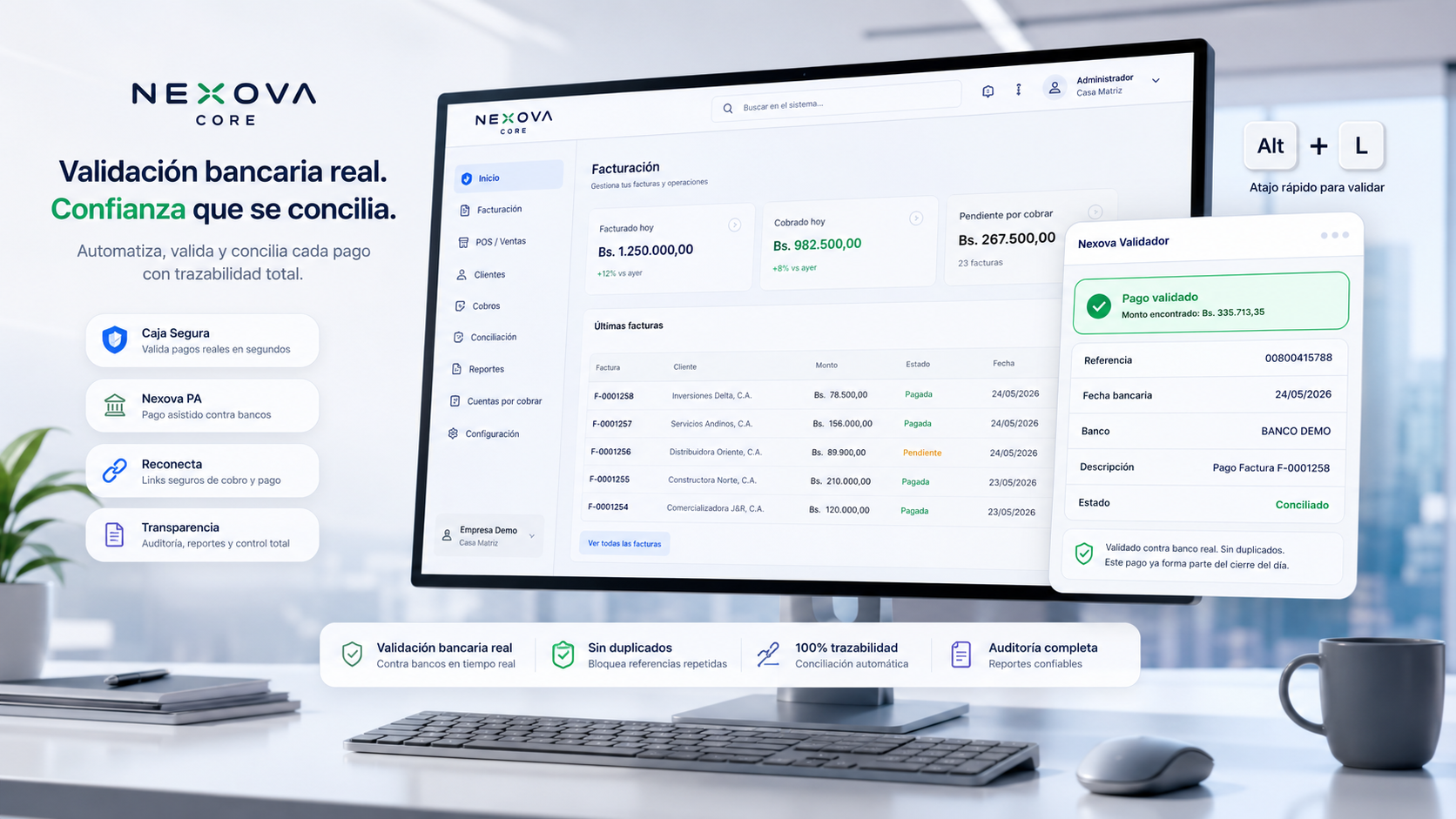 Nexova Valida - Validación bancaria real